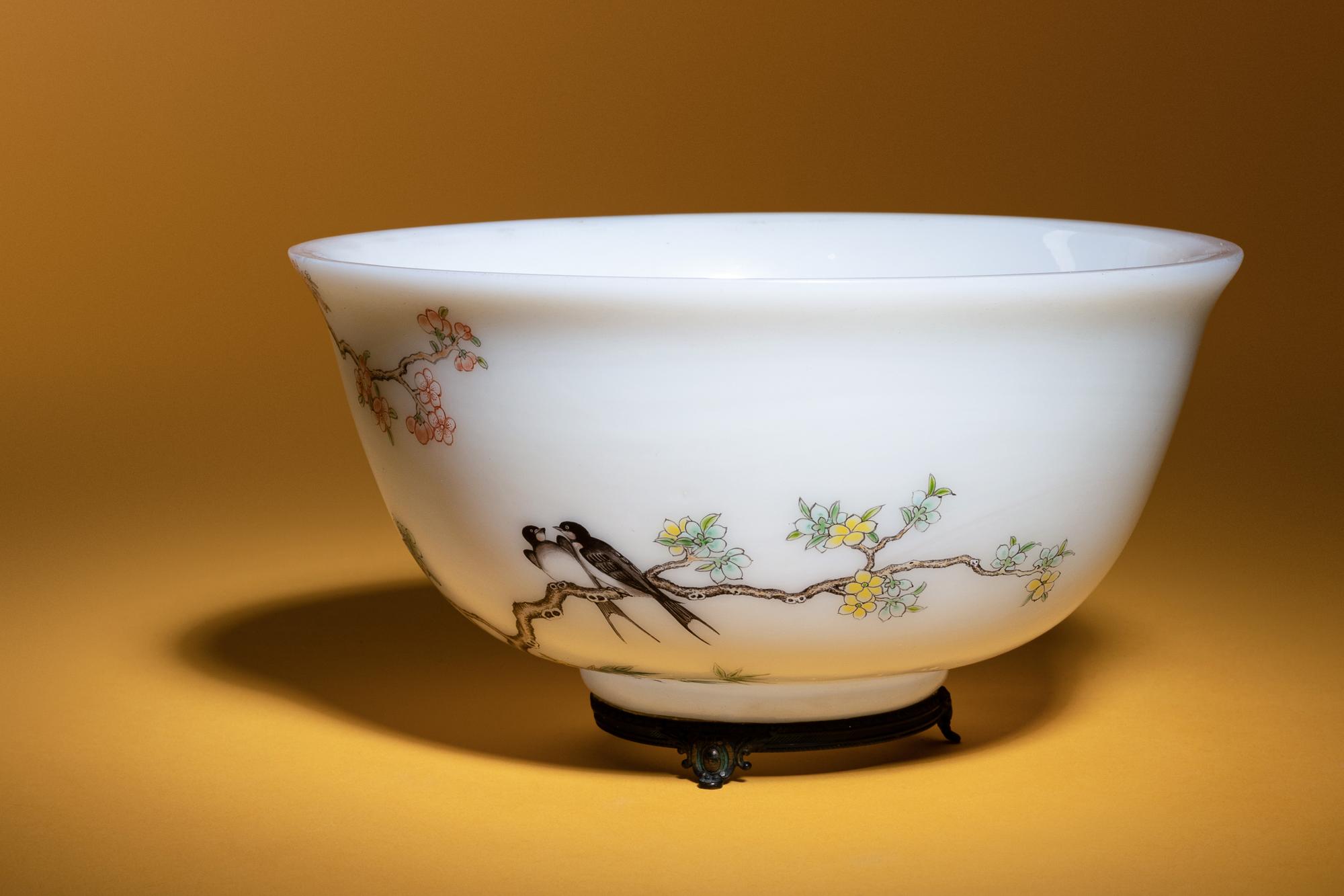 A Painted Enamel on Glass Bowl