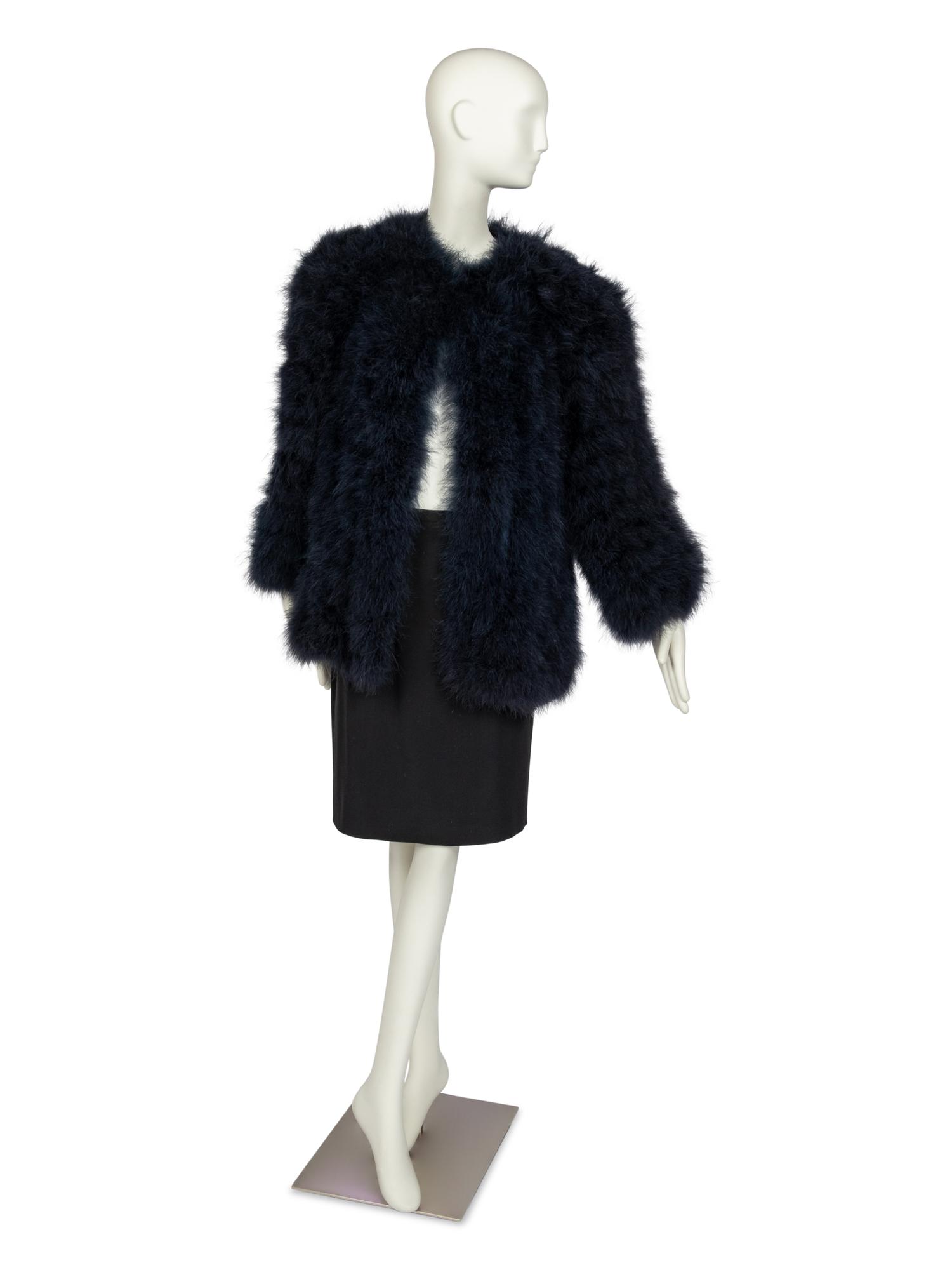 Saint Laurent Rive Gauche Blue Feather Jacket, 1970-80s