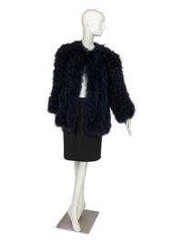 Saint Laurent Rive Gauche Blue Feather Jacket, 1970-80s