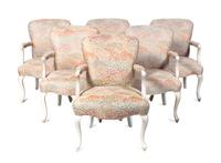 A Set of Six Louis XV Style Painted Fauteuils Height 34 1/2 inches. — SECOND HALF 20TH CENTURY