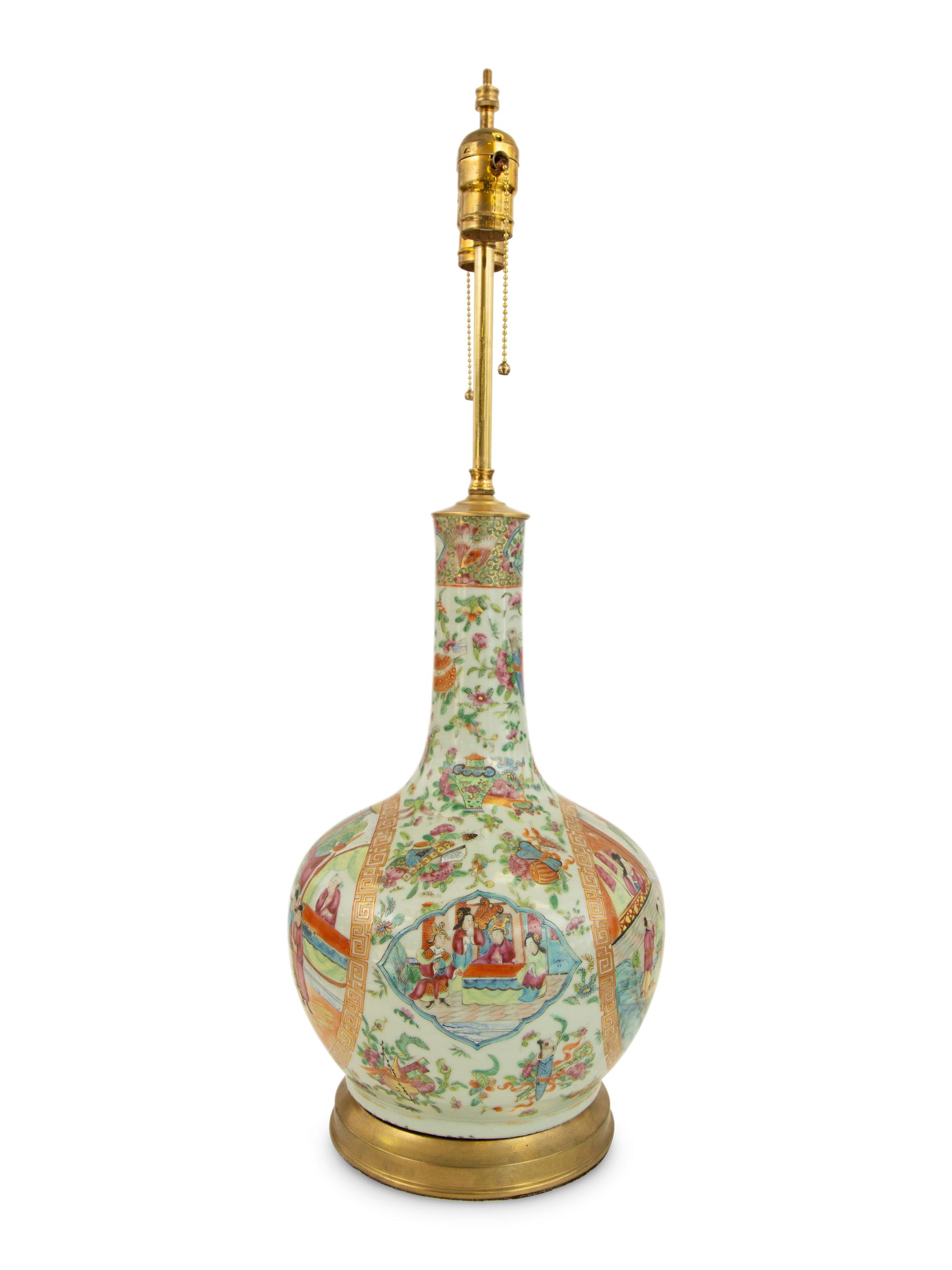 A Chinese Export Famille Rose Vase Mounted as a Lamp