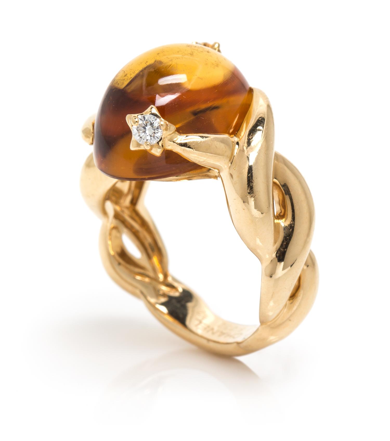 An 18 Karat Yellow Gold, Citrine and Diamond Ring, Chanel, 8.10 dwts.