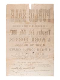 [ILLINOIS]. A group of 3 large nineteenth-century land and estate sale broadsides, comprising: