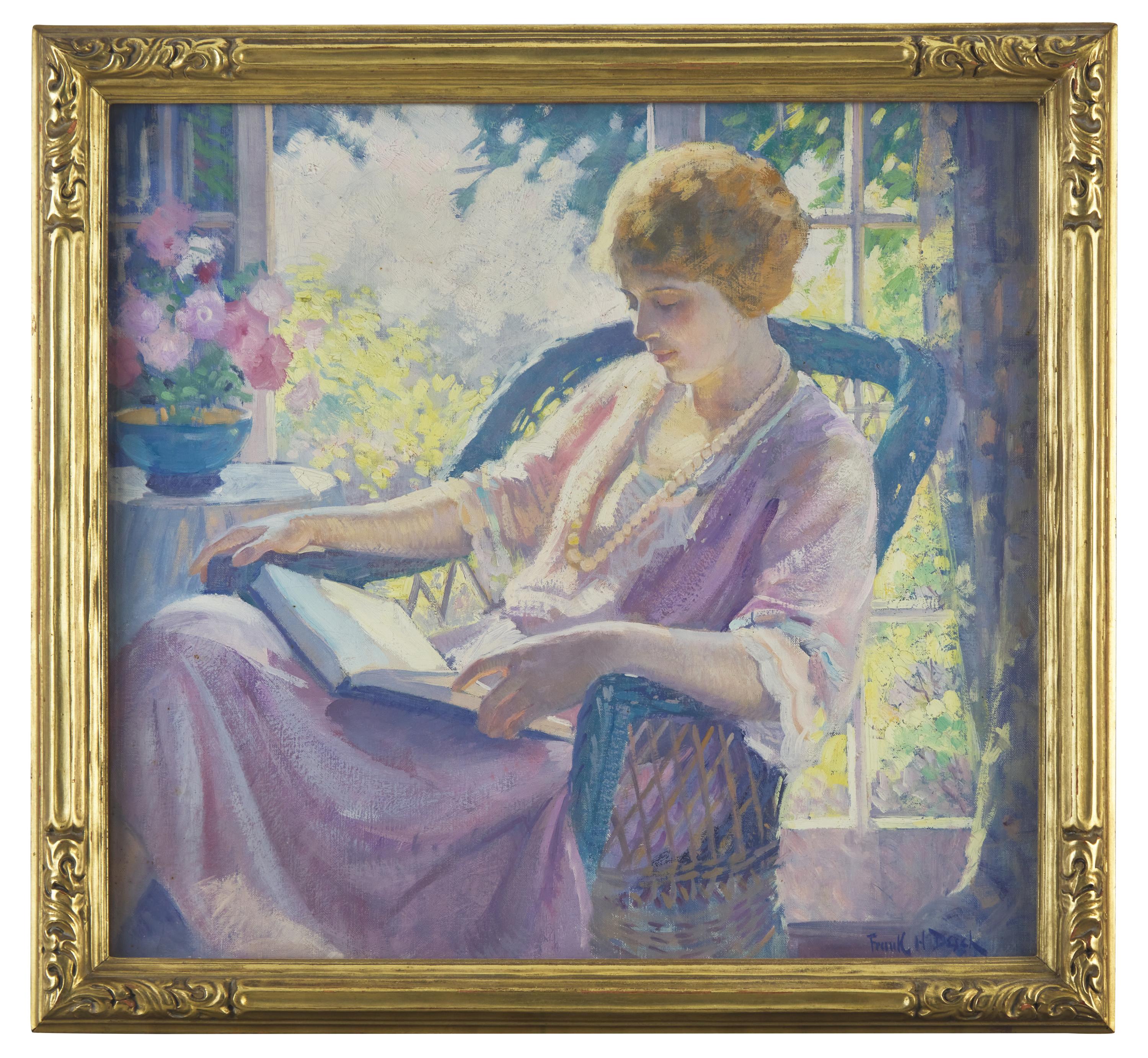 Seated Lady in Purple, Reading a Book