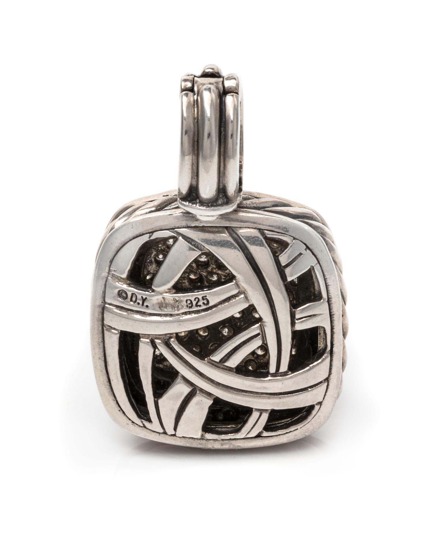 A Sterling Silver, Diamond and Black Diamond 'Albion' Pendant/Enhancer, David Yurman, 7.40 dwts.