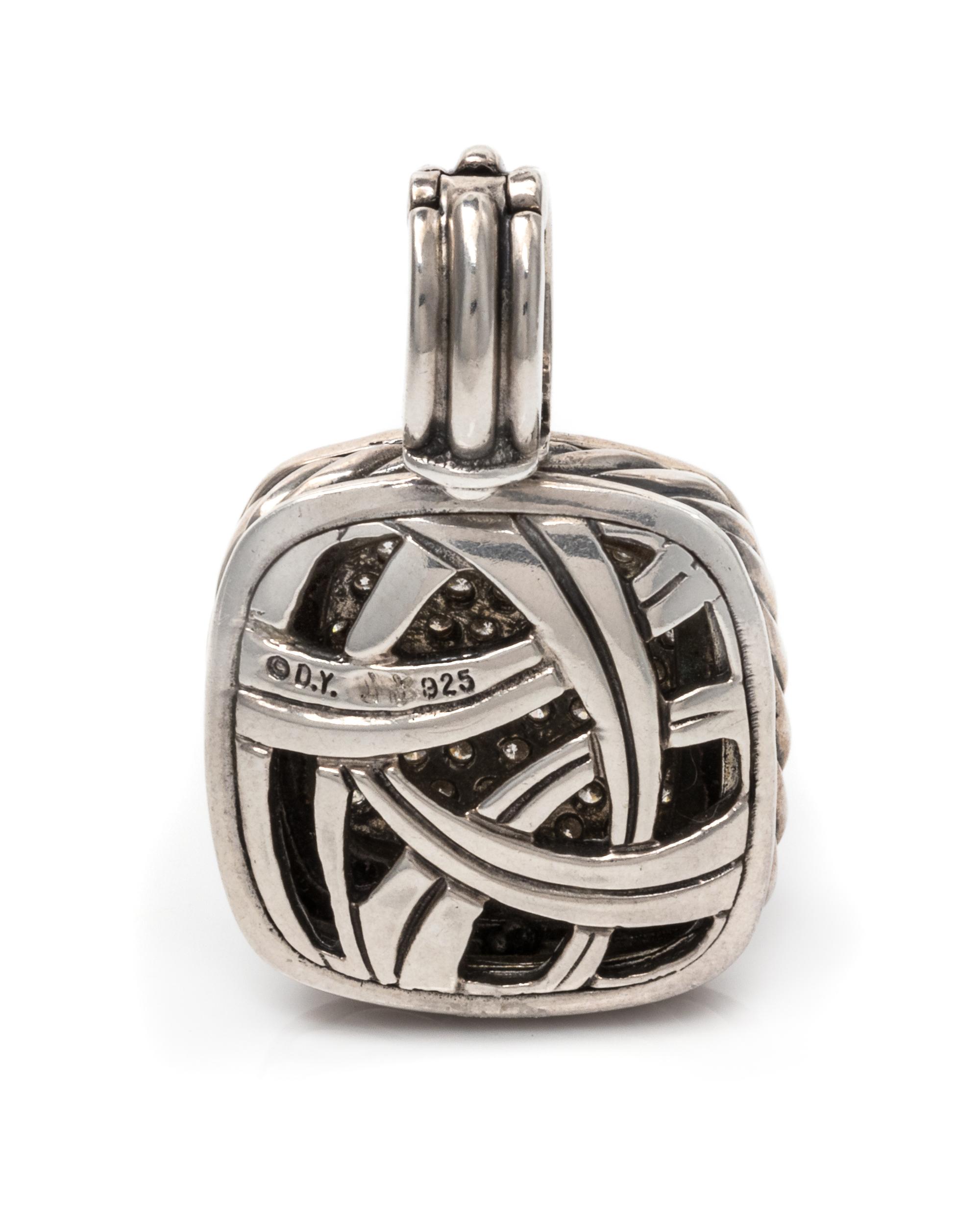 A Sterling Silver, Diamond and Black Diamond 'Albion' Pendant/Enhancer, David Yurman, 7.40 dwts.