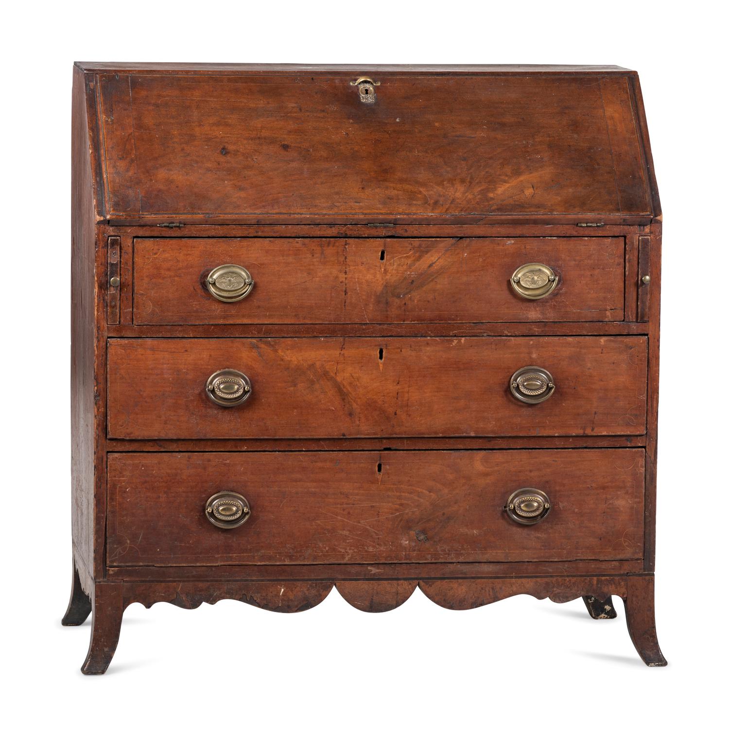 A Federal Figured Walnut Slant-Front Desk