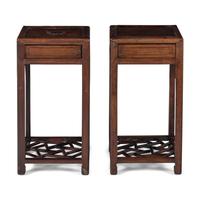A Pair of Chinese Huali Wood Side Tables