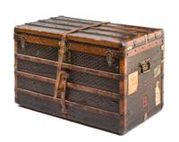 A Malles Goyard Flat Top Steamer Trunk, 35.5" x 22.5" x 20.75",