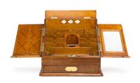 An English Oak Stationery Box and Copy Press, S. MORDAN & CO., LONDON, Height 16 x width 16 x depth 13 1/2 inches. — S. MORDAN & CO., LONDON,