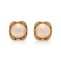 MABÉ PEARL AND DIAMOND EARRINGS