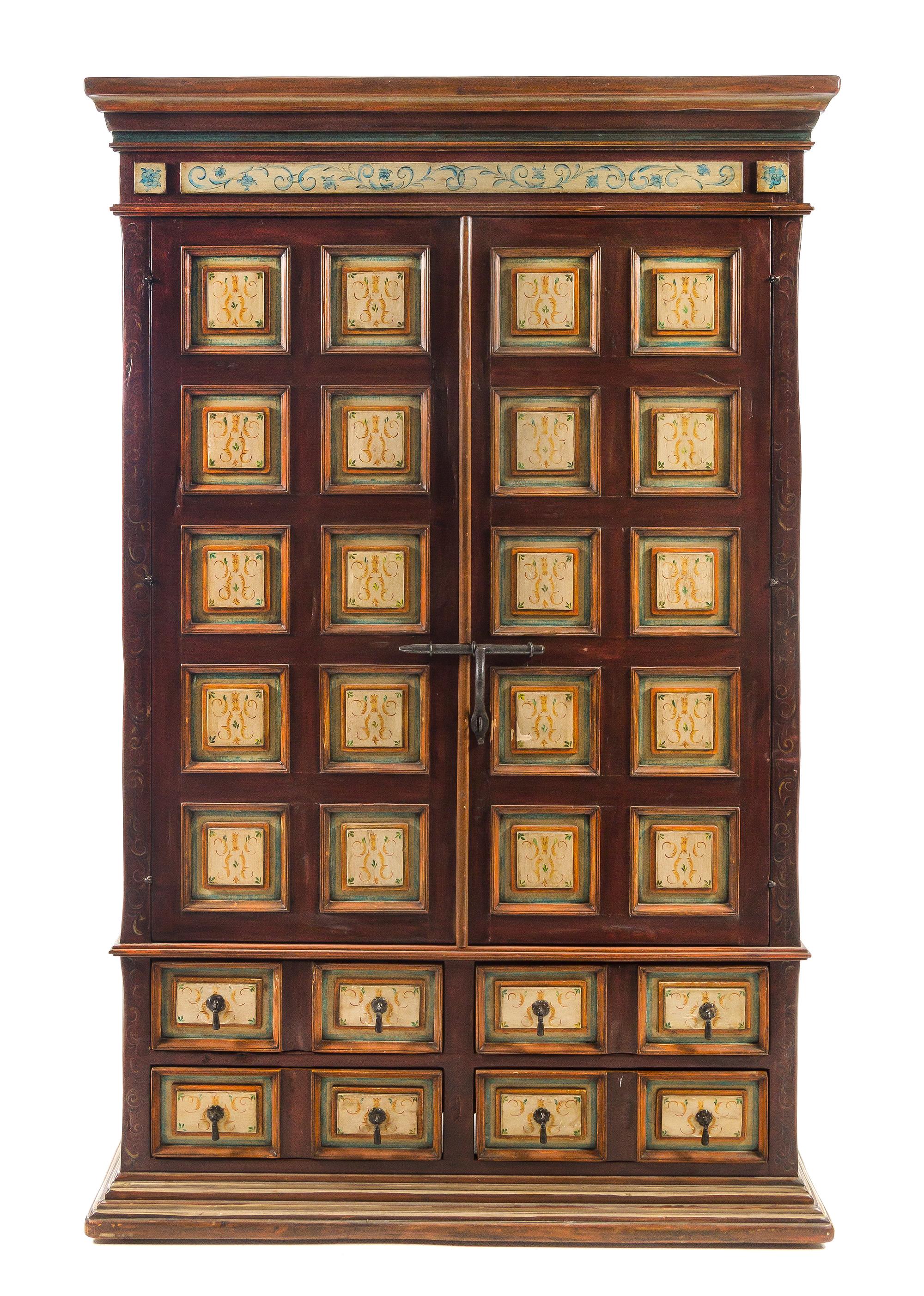 A Northern European Style Painted Cabinet Height 75 x width 48 x depth 24 inches. — 20TH CENTURY