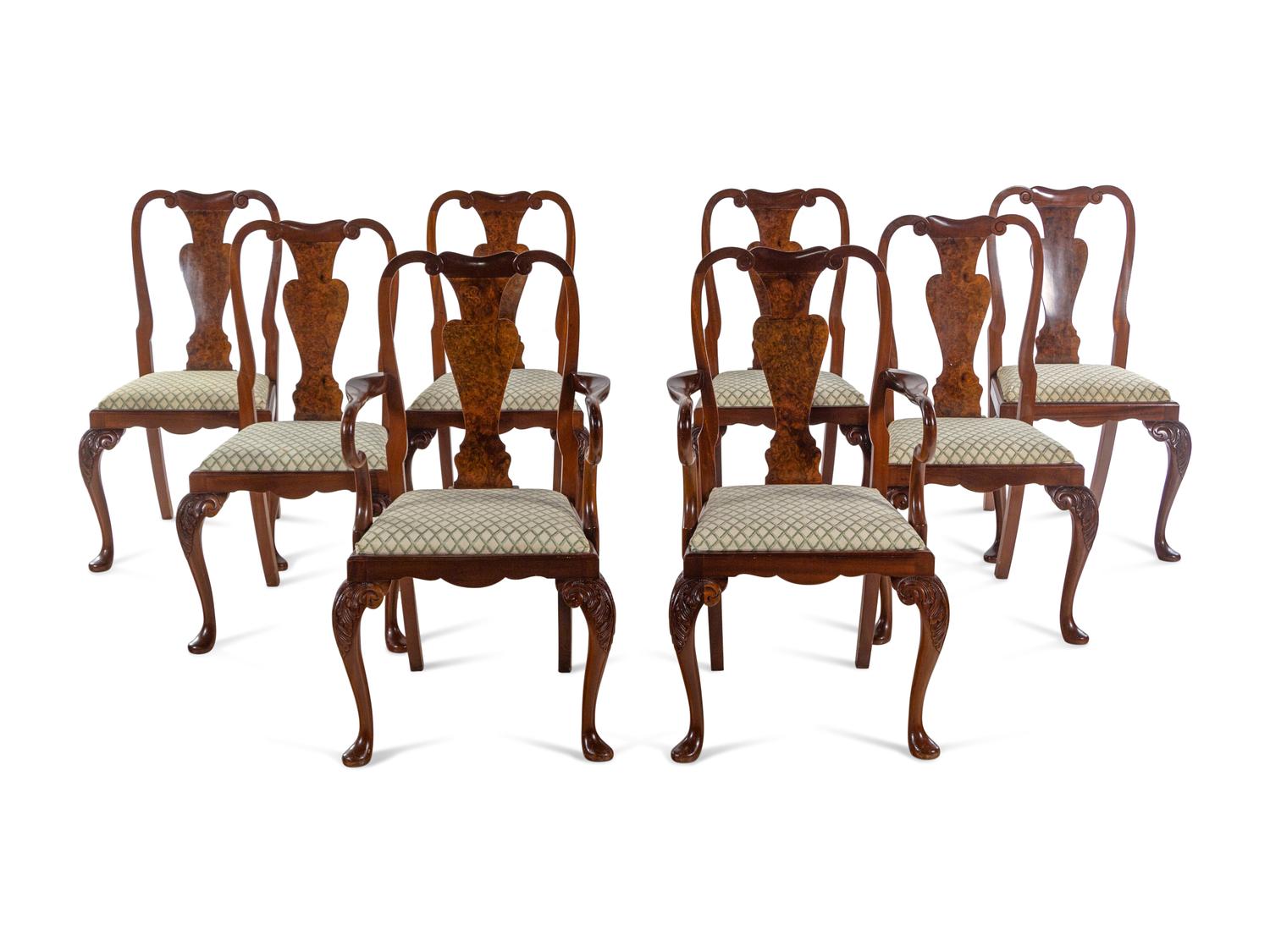 A Set of Eight George I Style Walnut Dining Chairs