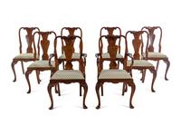A Set of Eight George I Style Walnut Dining Chairs