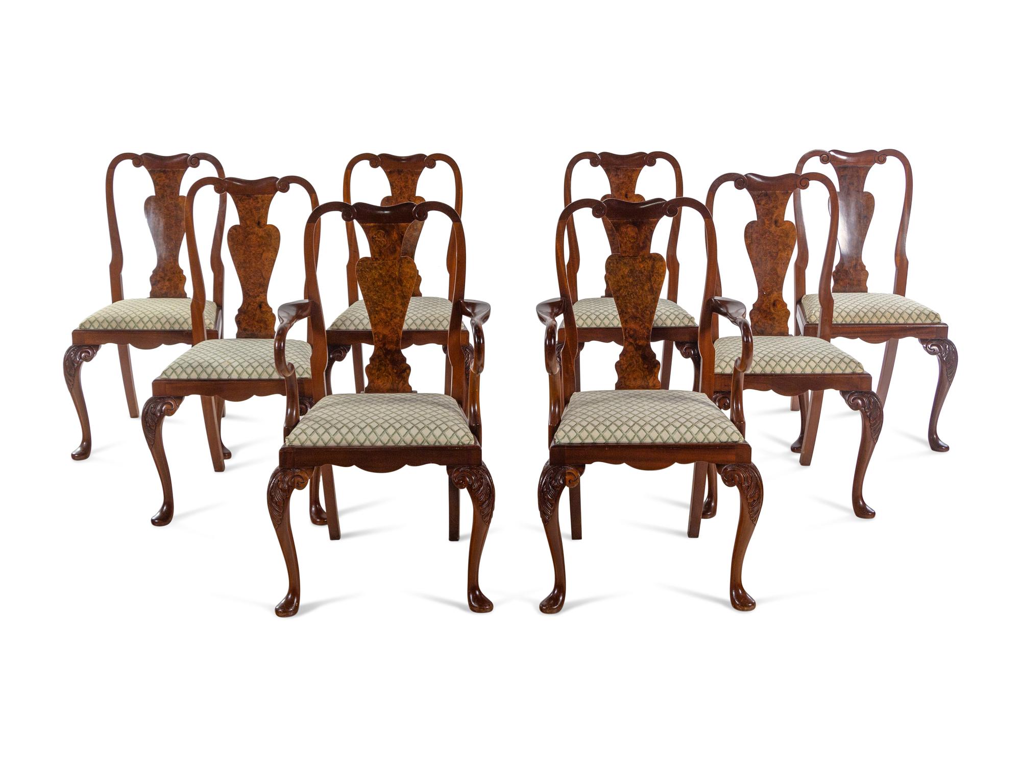 A Set of Eight George I Style Walnut Dining Chairs