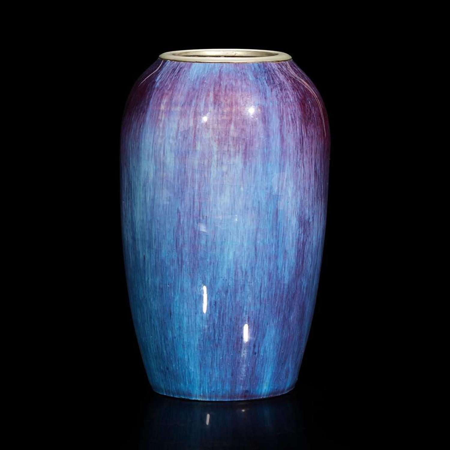 A Chinese flambe-glazed ovoid vase