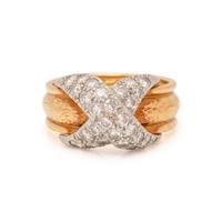 TIFFANY & CO., SCHLUMBERGER, DIAMOND, PLATINUM AND YELLOW GOLD 'X' RING