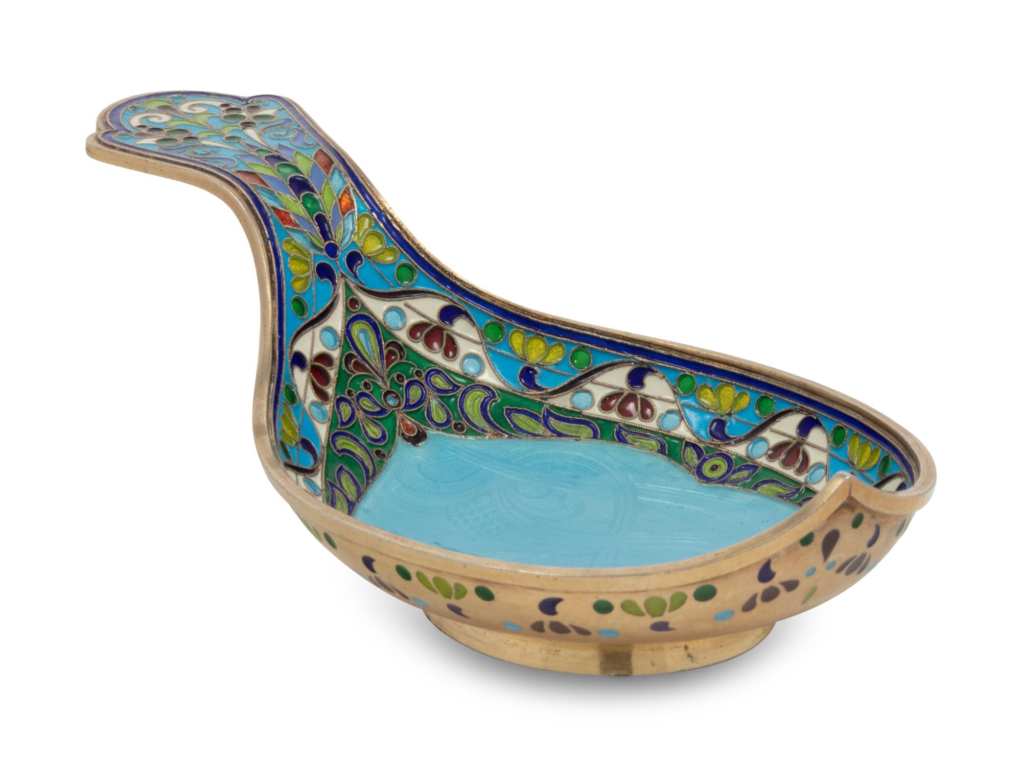 A Russian Plique-à-Jour and Guilloché Enameled Silver Kovsh