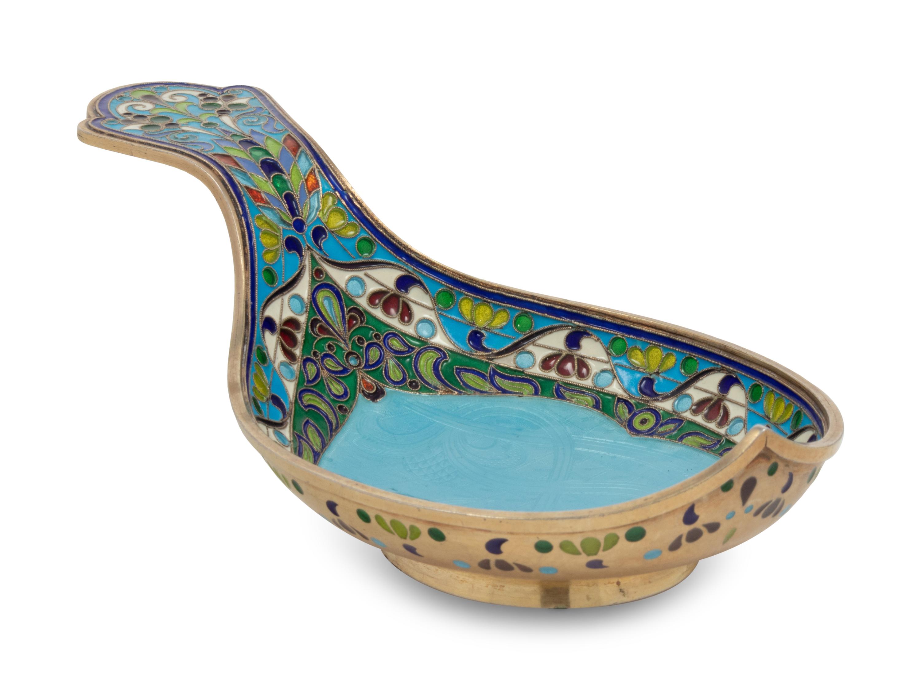 A Russian Plique-à-Jour and Guilloché Enameled Silver Kovsh
