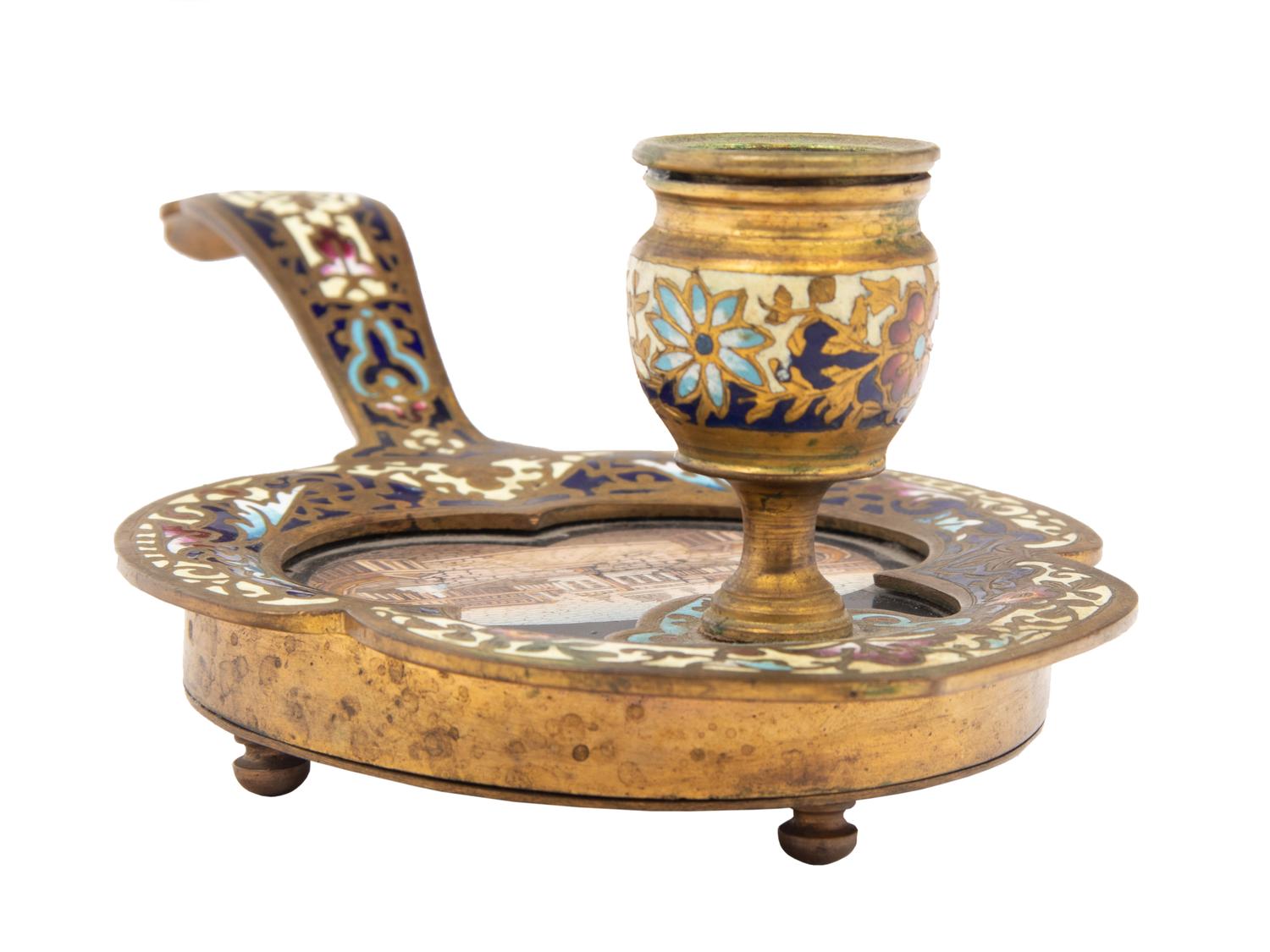 An Italian Micromosaic and Pietra Dura Chamber Stick