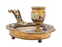 An Italian Micromosaic and Pietra Dura Chamber Stick