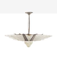 French Art Deco 20th Century — Frosted Glass Chandelier
