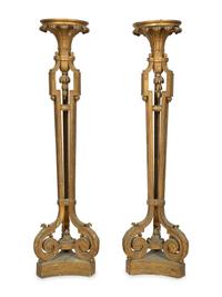 A Pair of Neoclassical Style Giltwood Torchères