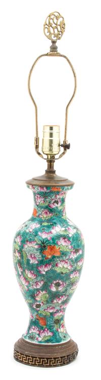 A Chinese Rose Canton Porcelain Baluster Vase Height 11 inches. — 19TH CENTURY