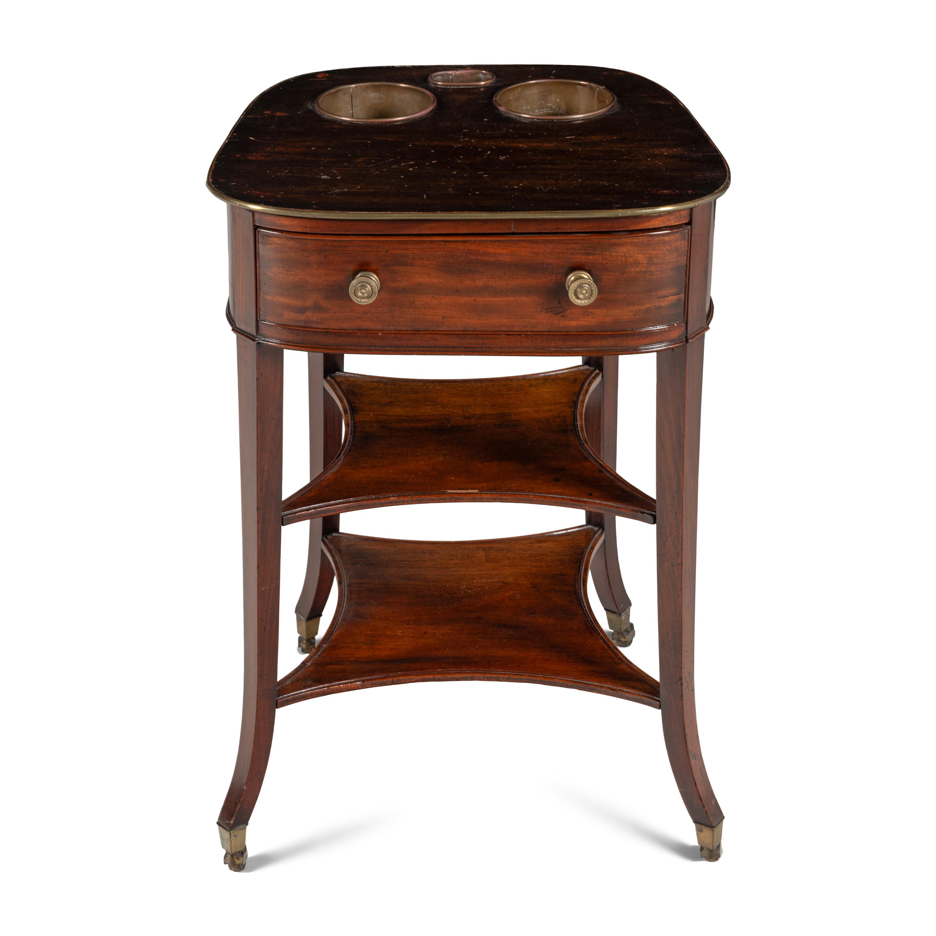 An Edwardian Brass Banded Mahogany Wine Table