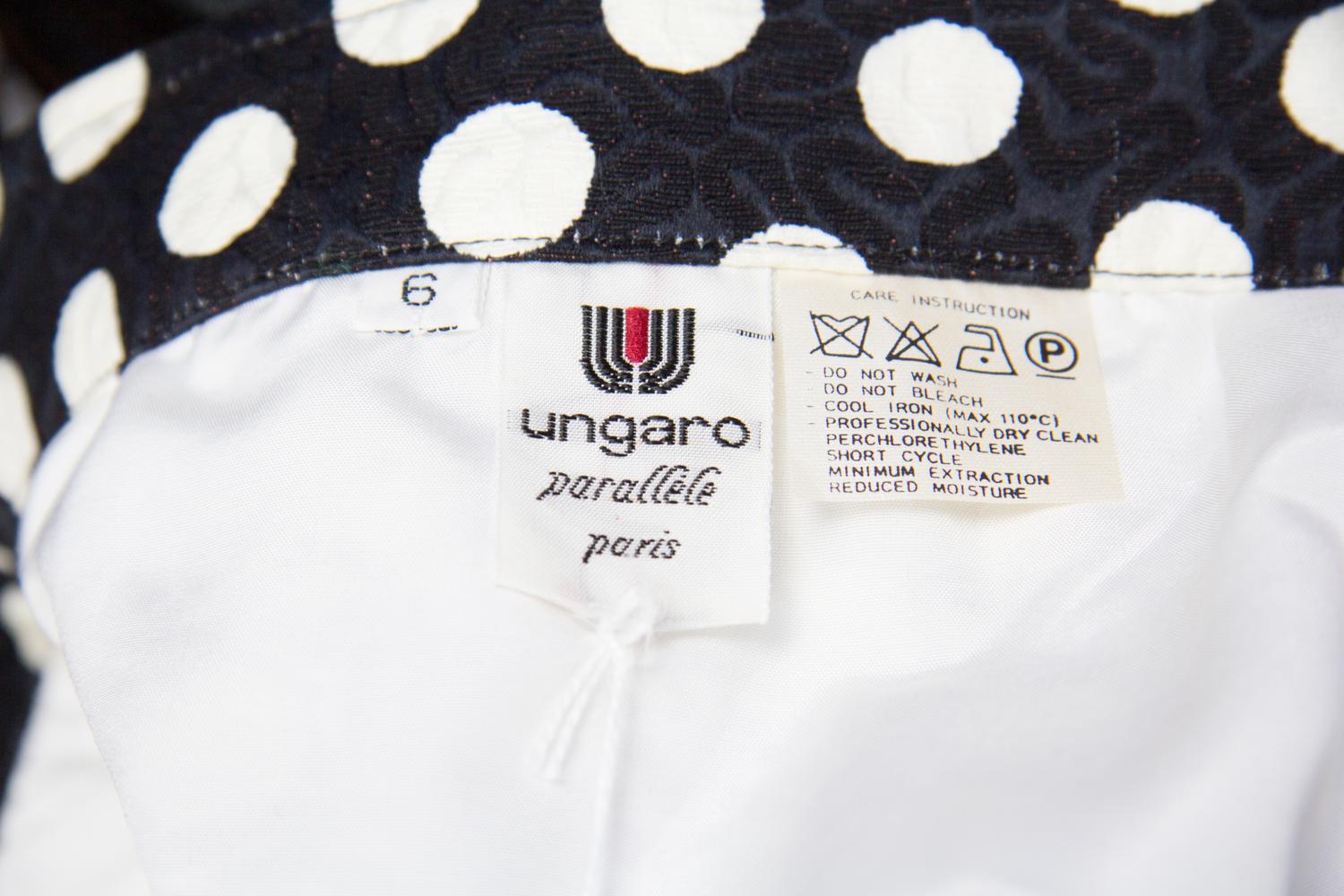 An Ungaro Black and White Polka Dot Suit, Size 6.