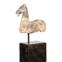 A Chinese Polychrome Painted Grey Pottery Horse, Han Dynasty — 漢 彩繪灰陶馬