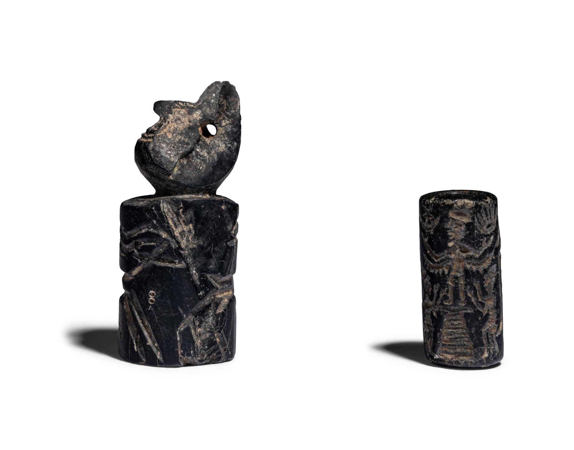 Two Near Eastern Hematite Cylinder Seals