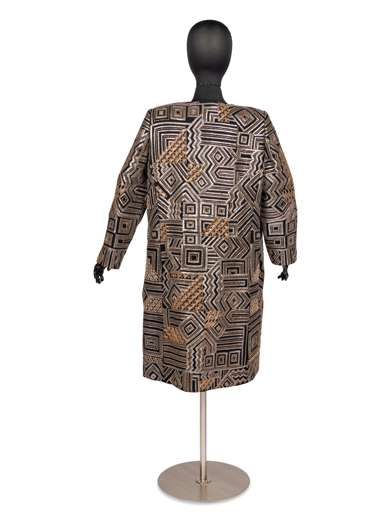 Oscar de la Renta Coat With Leather & Bead Trim, Fall 2010