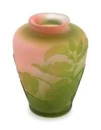 A Pink and Green Cameo Glass Vase