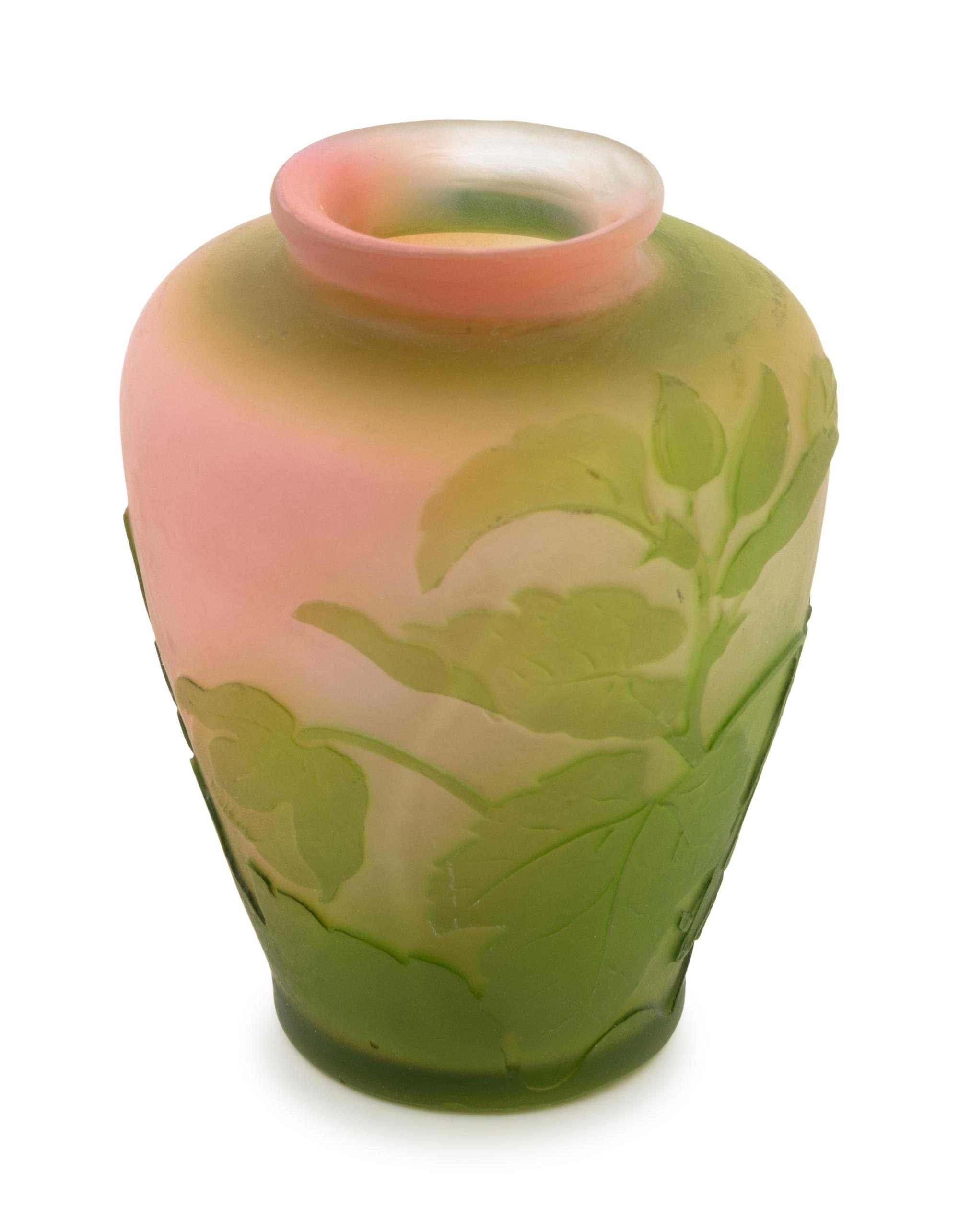 A Pink and Green Cameo Glass Vase