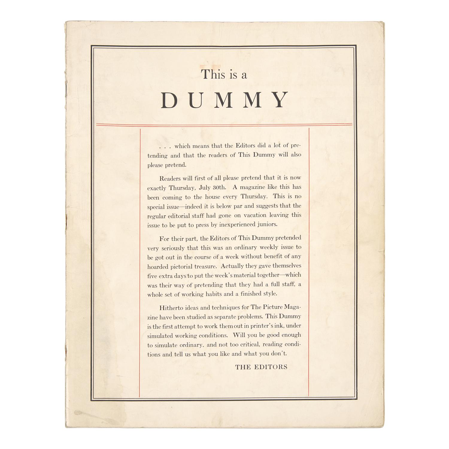 [LIFE Magazine] Dummy of the First Issue of LIFE Magazine, 1936