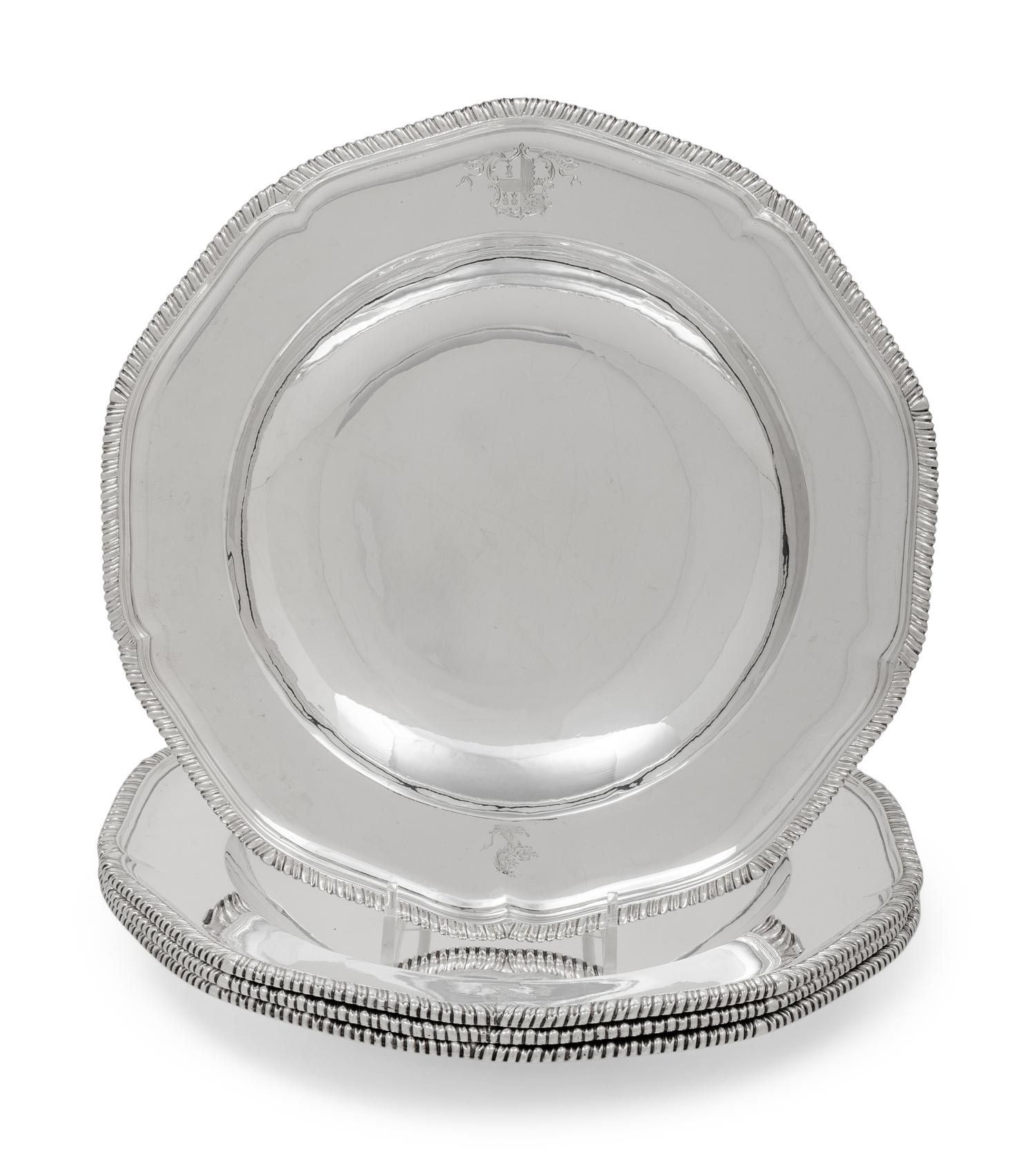 A Set of Four George III Silver Soup Plates