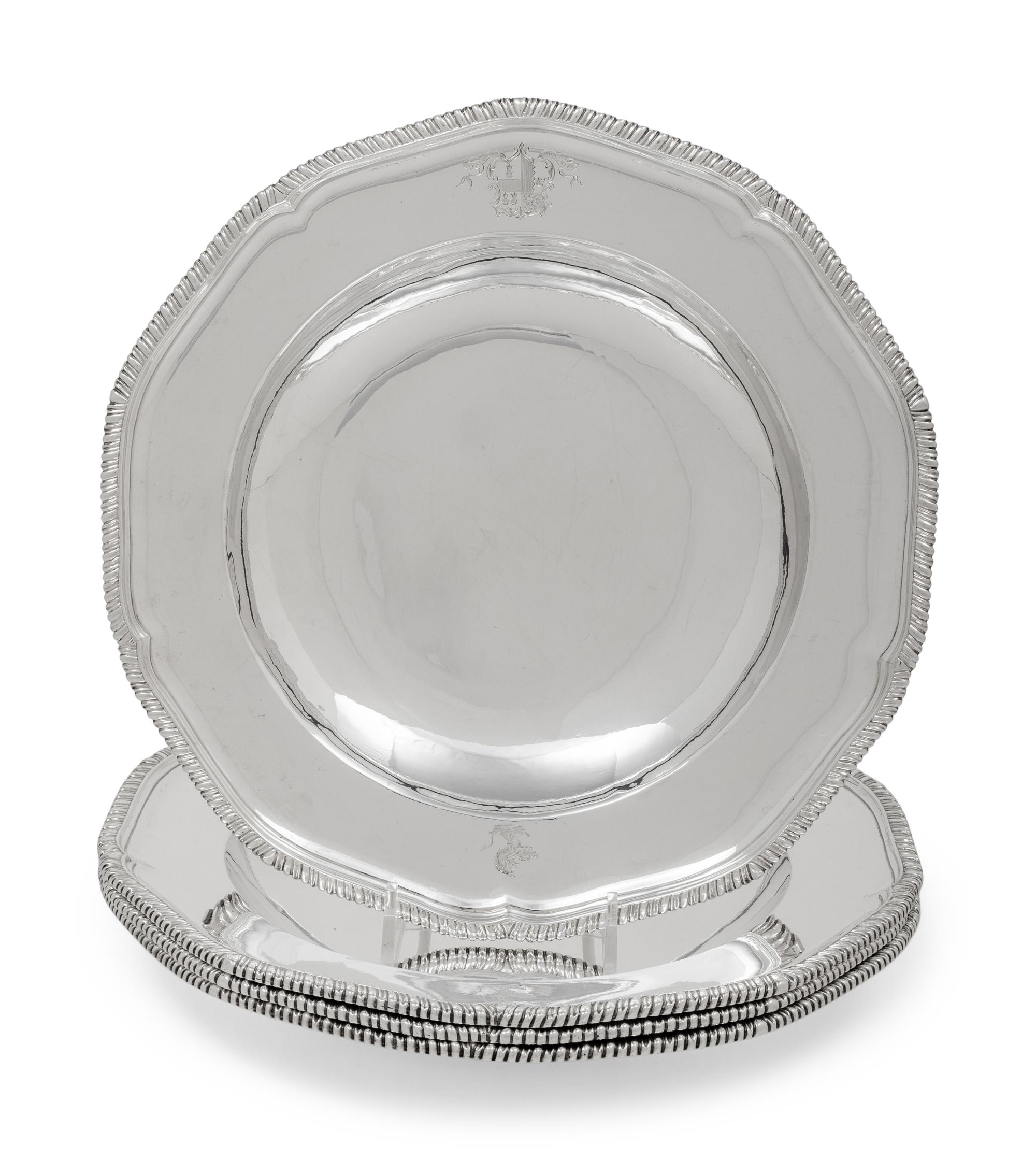 A Set of Four George III Silver Soup Plates