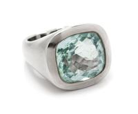 An 18 Karat White Gold and Aquamarine Ring, Eve Alfille, 13.30 dwts.