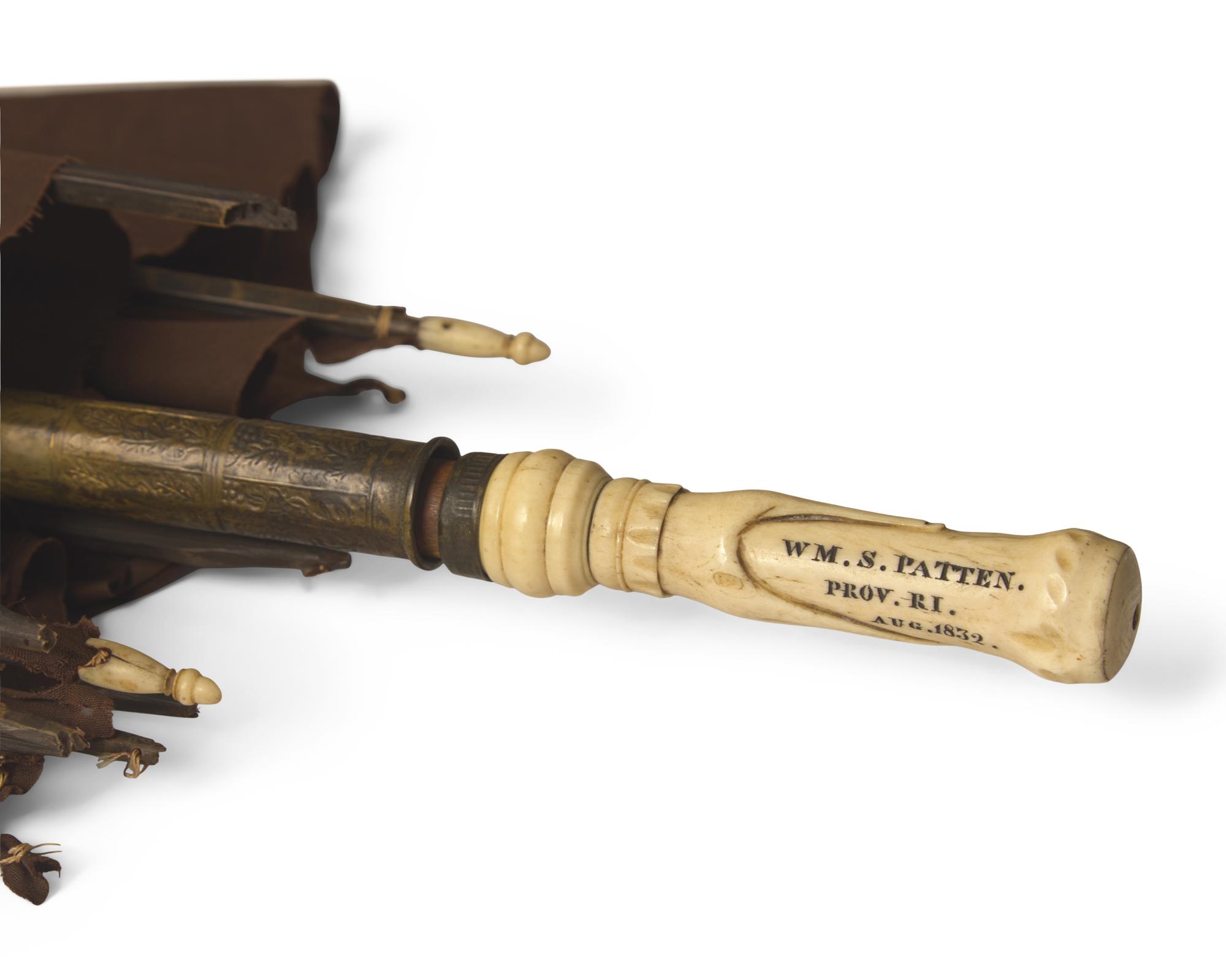 An Umbrella with Scrimshaw Handle