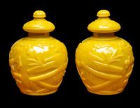 Five Chinese Yellow Peking Glass Wares