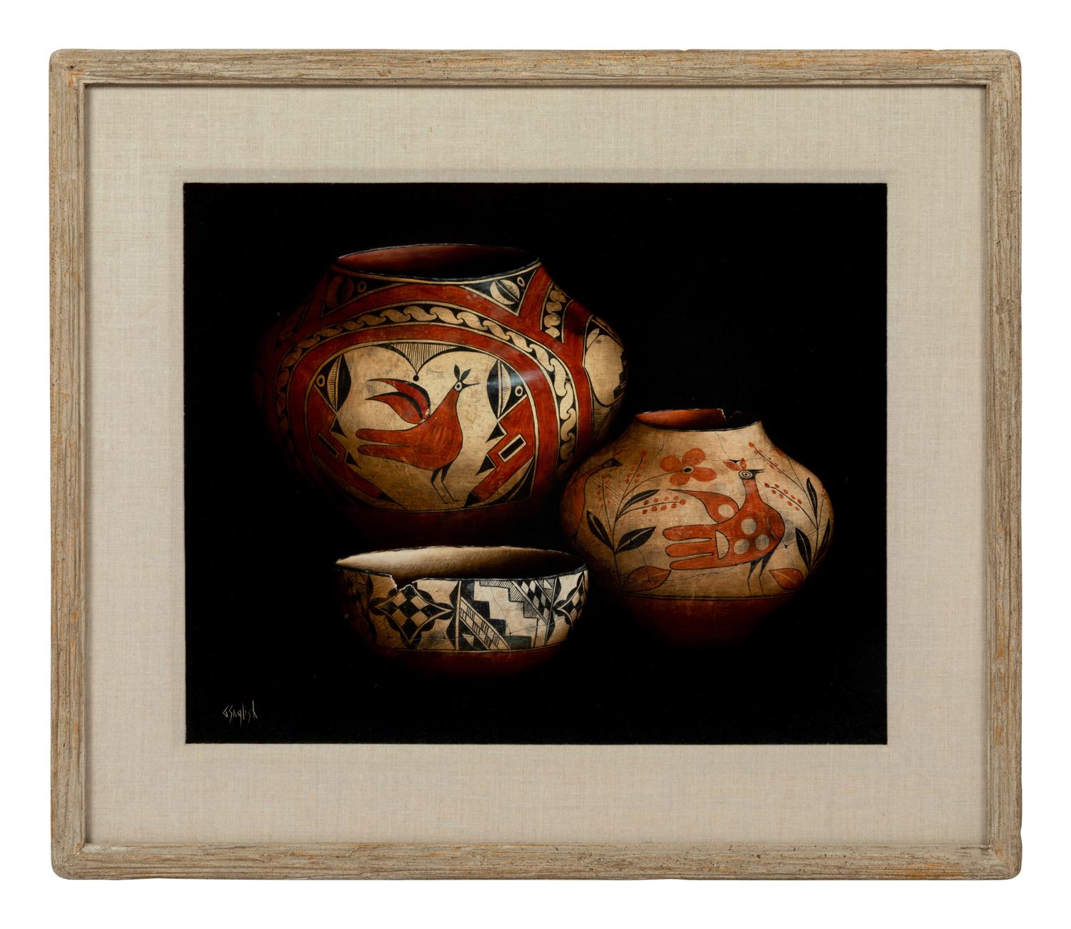Three Works: Three Pottery Jars , Basket Tray with Two Jars and Two Pottery Jars