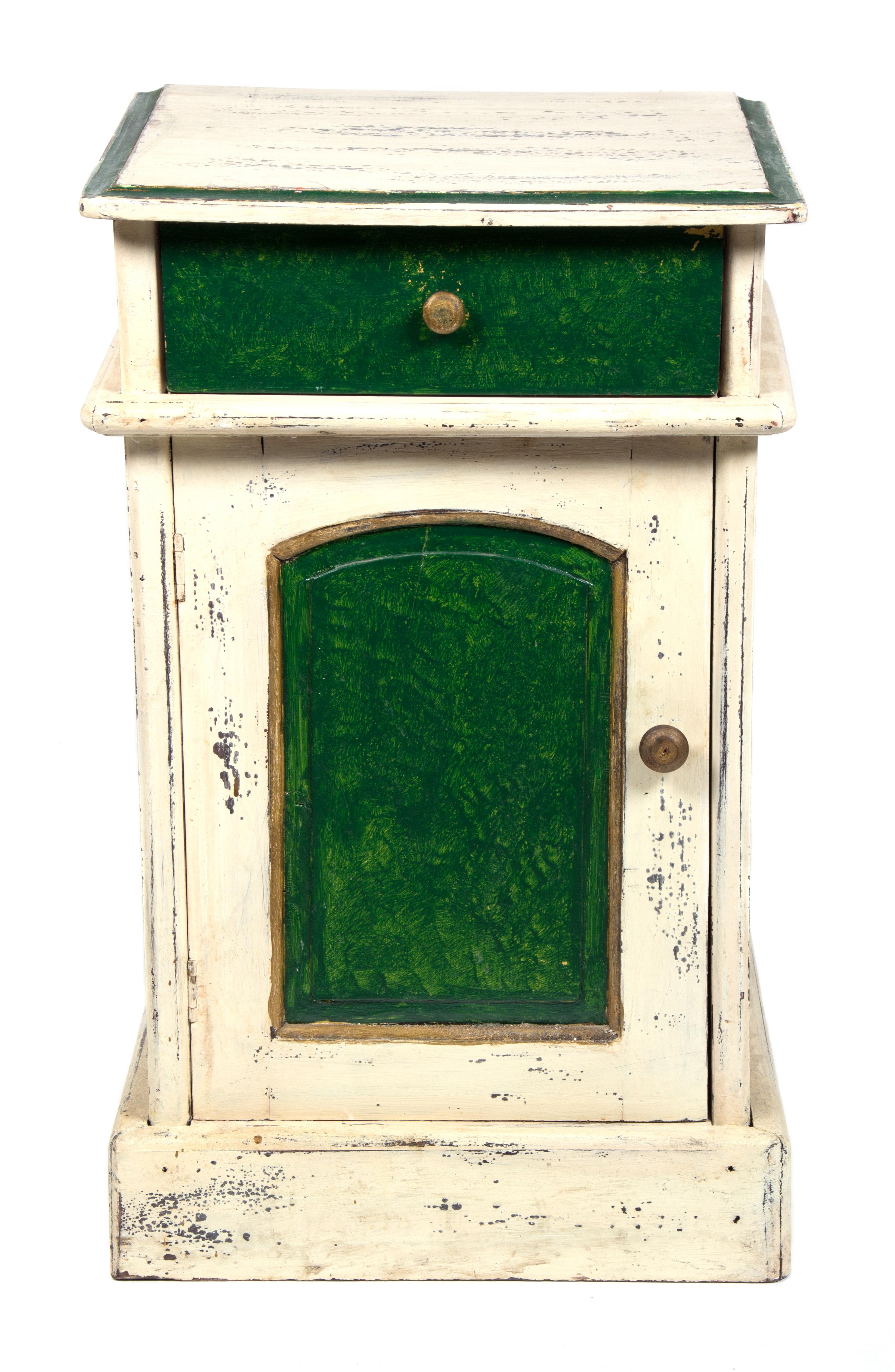 A Painted Side Cabinet Height 26 x width 15 x depth 16 1/2 inches. — 20TH CENTURY