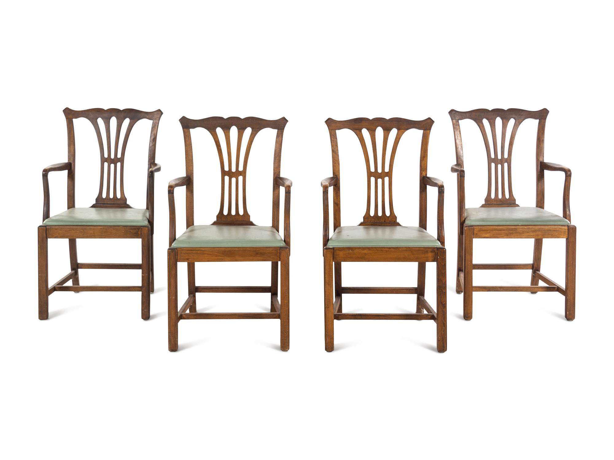 A Set of Four George III Style Walnut Dining Chairs