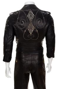 A Gianni Versace Black Leather Moto Jacket, No size.