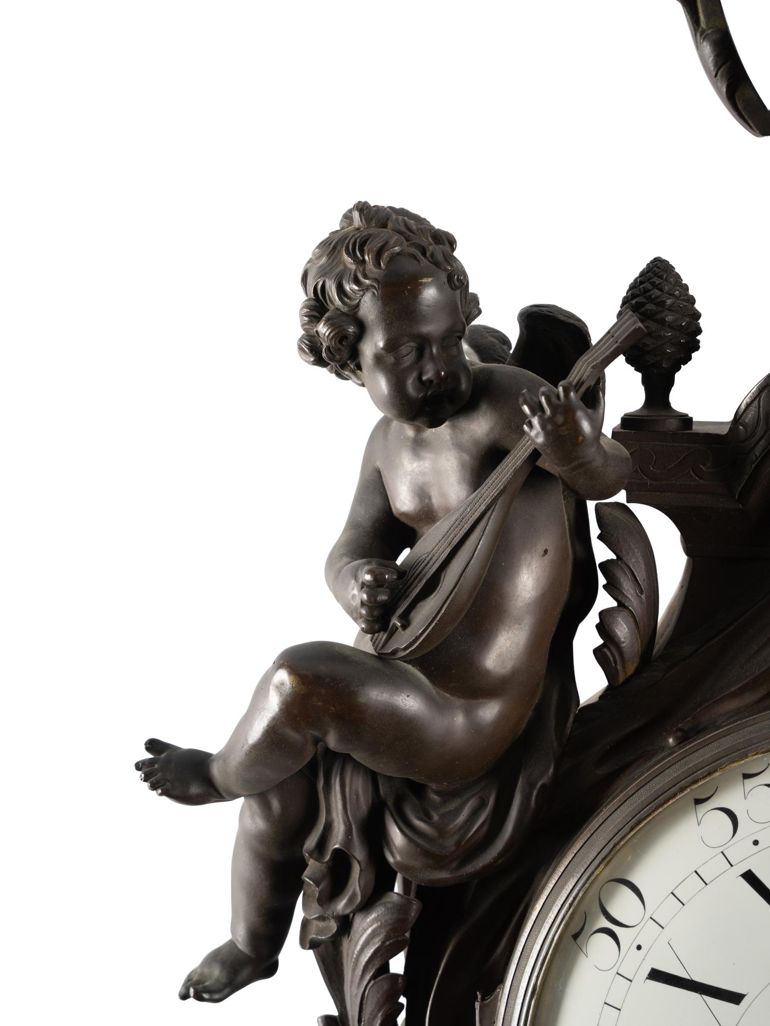 A Large French Bronze Figural Cartel Clock