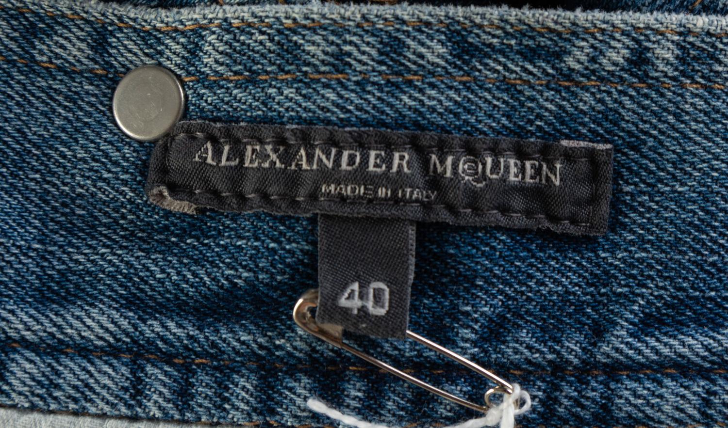 An Alexander McQueen Denim Skirt, Size 40.