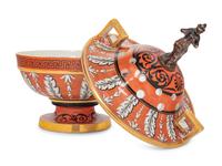 An English Neoclassical Orange-Ground Porcelain Potpourri Bowl and Cover