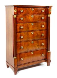 An Empire Style Mahogany Semainier Height 57 x width 39 3/4 x depth 19 inches. — 19TH CENTURY