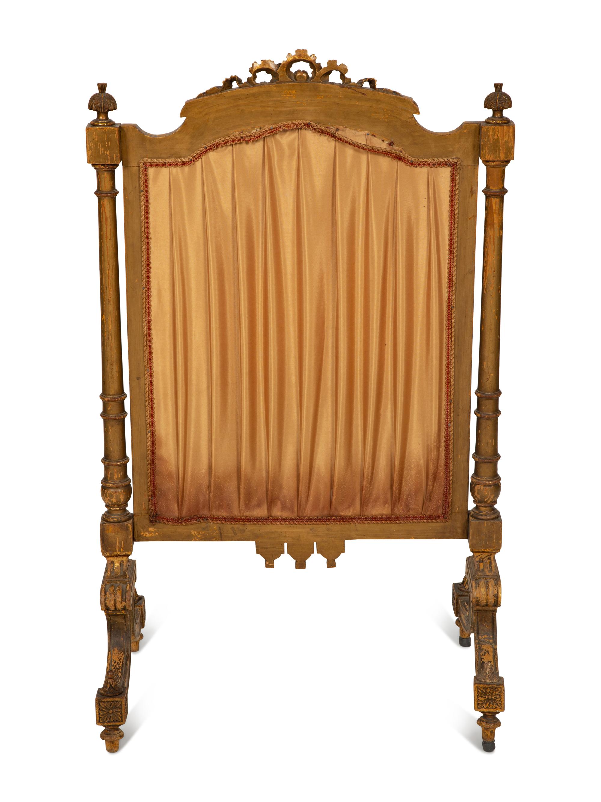 A Louis XVI Style Giltwood Fire Screen with Tapestry Panel